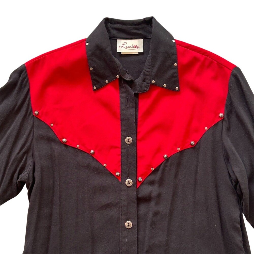 Lucille Skirt Suit Womens Size 6 Black Red 2pc Western Rockabilly Fringe - Picture 7 of 12